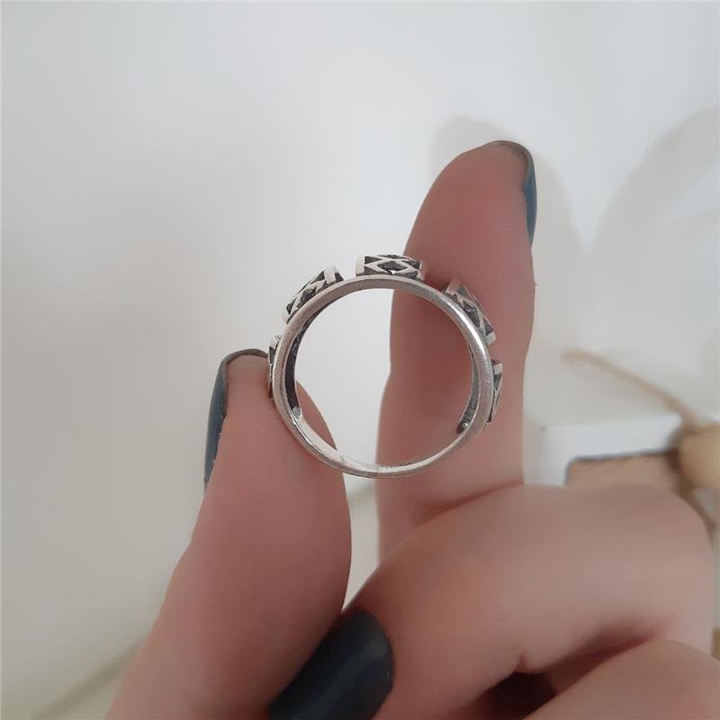 ANEL PRATA 925 GRANDE ABALOADO GEOMÉTRICO VAZADO