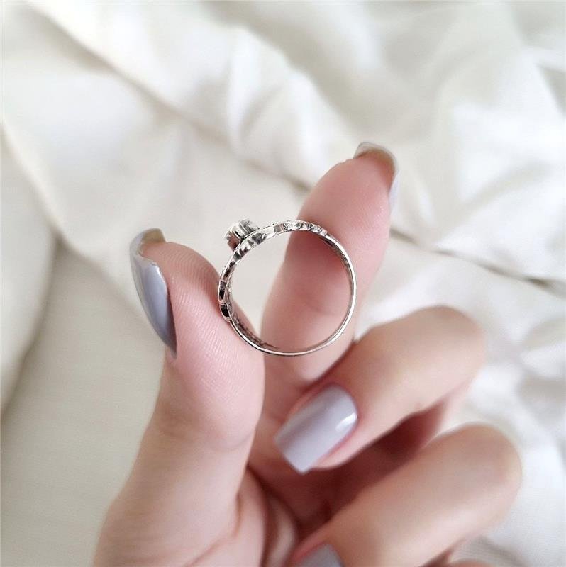 ANEL PRATA 925 GRANDE ARABESCOS PEDRA NAVETE