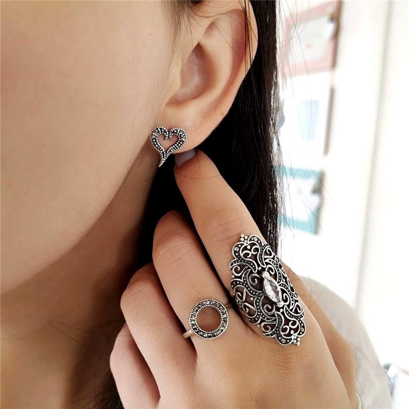 ANEL PRATA 925 GRANDE ARABESCOS PEDRA NAVETE