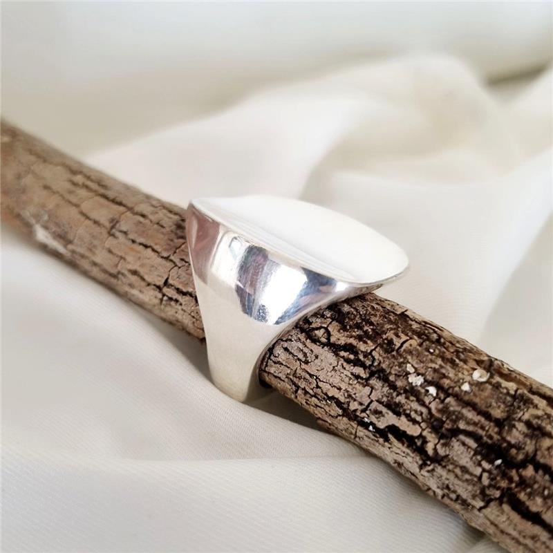 ANEL PRATA 925 GRANDE RETÂNGULO ABAULADO ELETROFORMAÇÃO