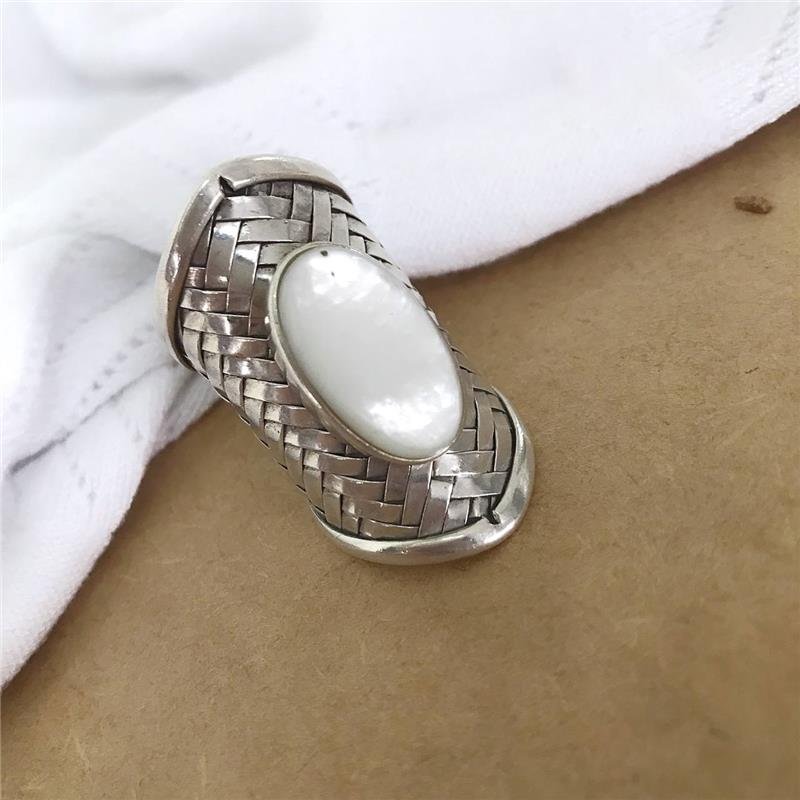 ANEL PRATA 925 GRANDE TRANÇADO COM PEDRA