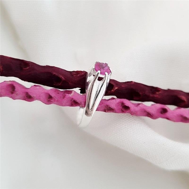 ANEL PRATA 925 INFANTIL SOLITÁRIO PINK