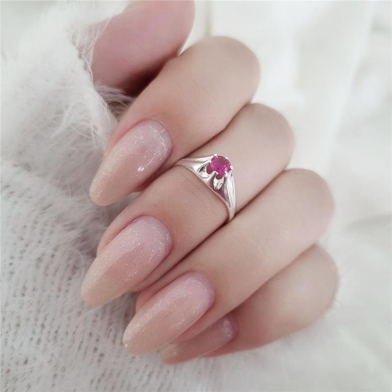 ANEL PRATA 925 INFANTIL SOLITÁRIO PINK