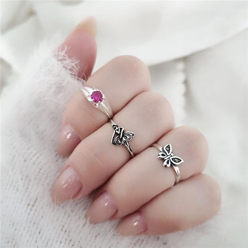 ANEL PRATA 925 INFANTIL SOLITÁRIO PINK