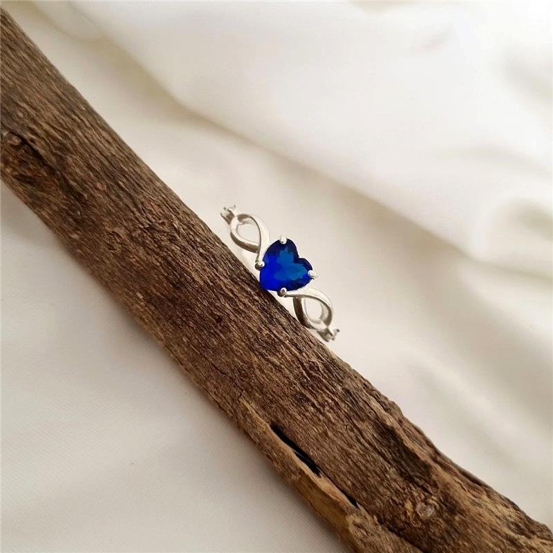 ANEL PRATA 925 INFINITO PEDRA CORAÇÃO COLORIDO