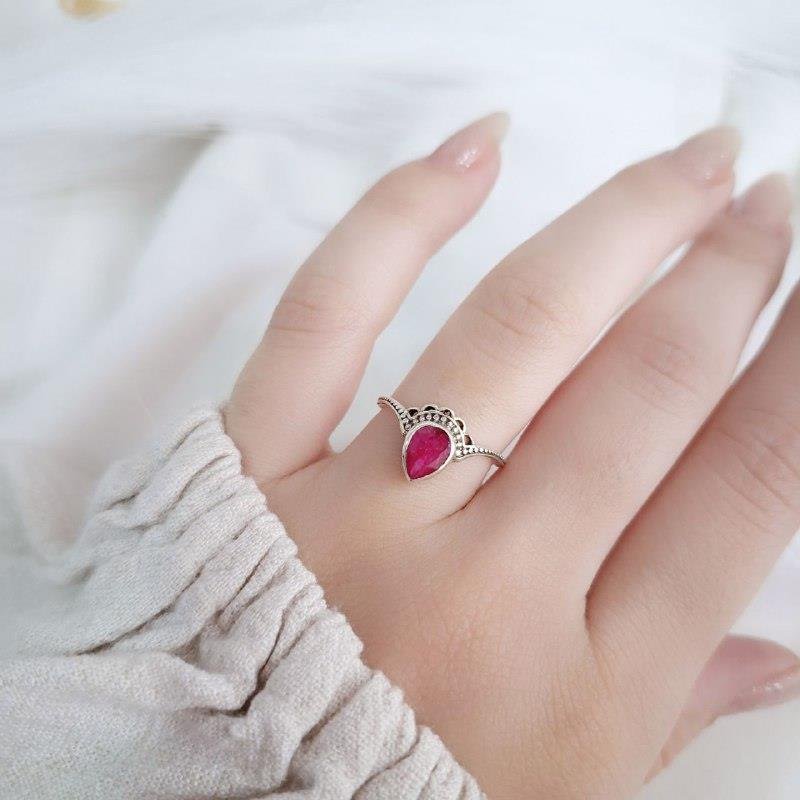 ANEL PRATA 925 LEQUE PEDRA NATURAL GOTA