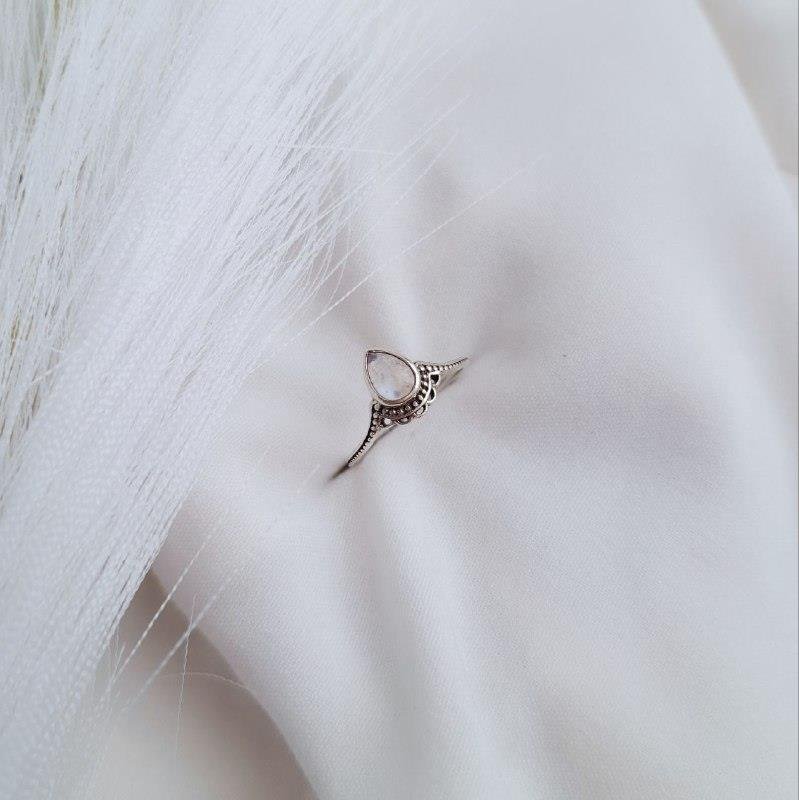 ANEL PRATA 925 LEQUE PEDRA NATURAL GOTA