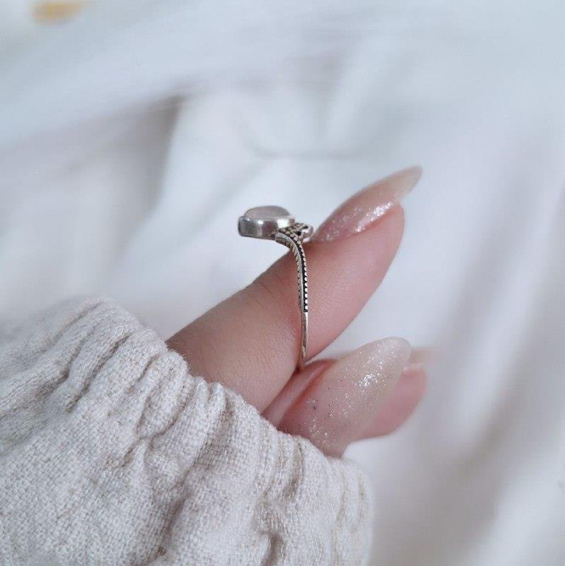 ANEL PRATA 925 LEQUE PEDRA NATURAL GOTA