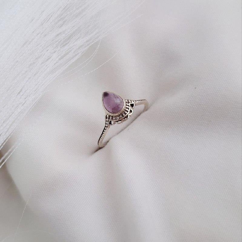 ANEL PRATA 925 LEQUE PEDRA NATURAL GOTA