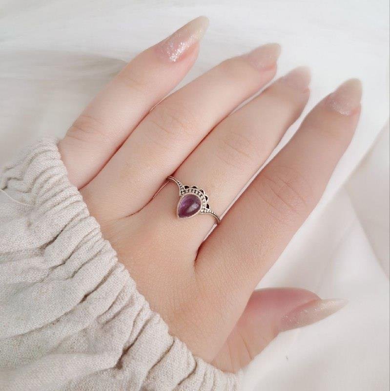 ANEL PRATA 925 LEQUE PEDRA NATURAL GOTA