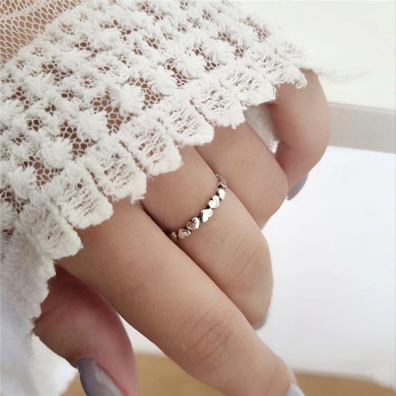 ANEL PRATA 925 LINHA DE CORAÇÕES LISOS