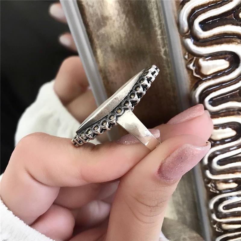 ANEL PRATA 925 MADRE PÉROLA AMENDOADO