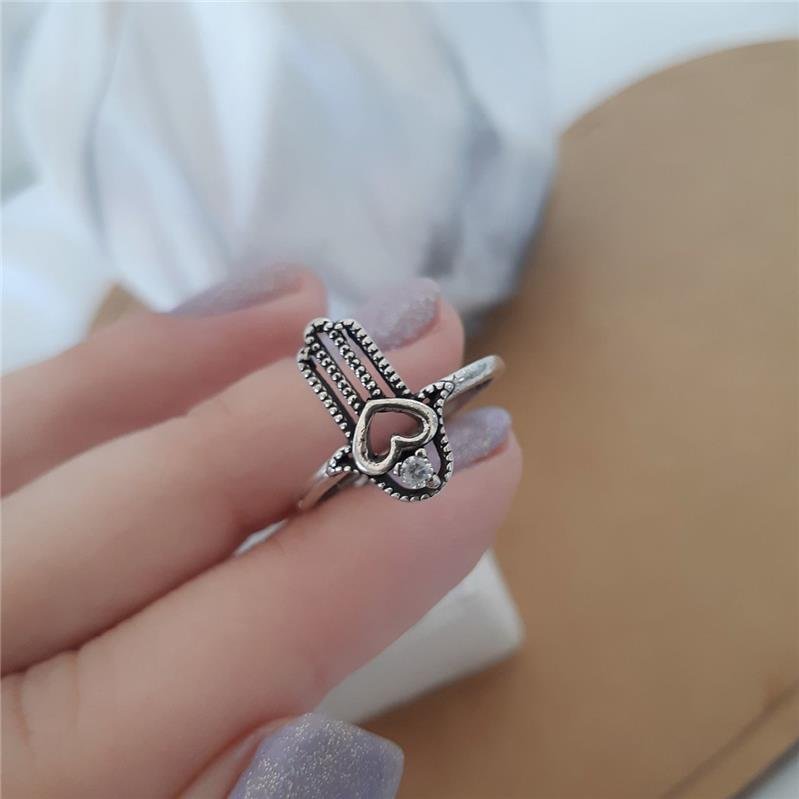 ANEL PRATA 925 MÃO DE FÁTIMA COM ZIRCÔNIA