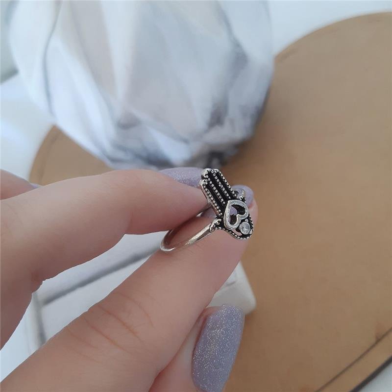 ANEL PRATA 925 MÃO DE FÁTIMA COM ZIRCÔNIA