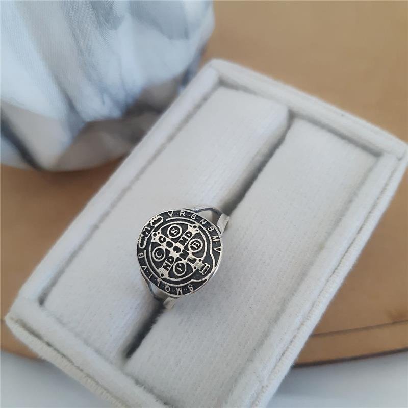 ANEL PRATA 925 MEDALHA SÃO BENTO