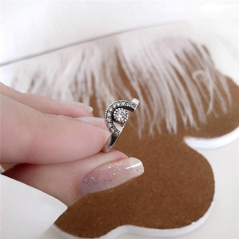 ANEL PRATA 925 MEIO CÍRCULO COM PEDRA