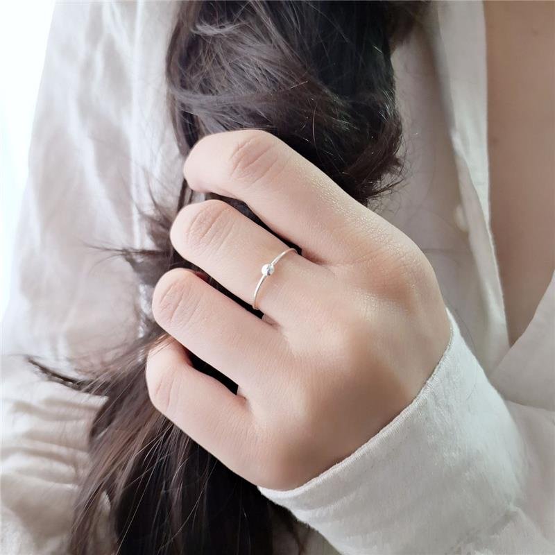 ANEL PRATA 925 MINIMALISTA BOLINHA MEIO