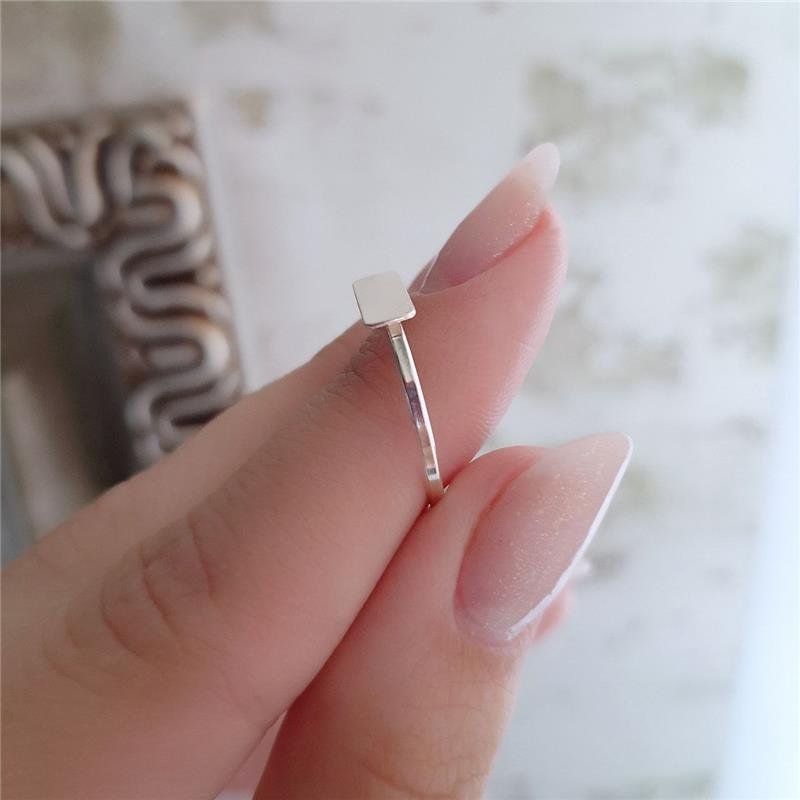 ANEL PRATA 925 MINIMALISTA RETANGULO