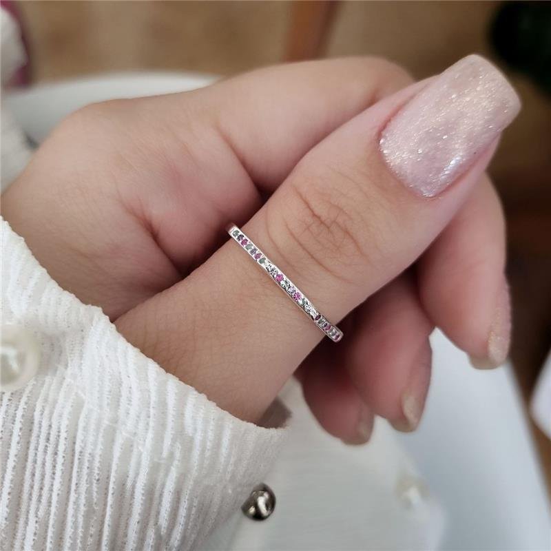 ANEL PRATA 925 OCTAGONO PEDRAS COLORIDAS