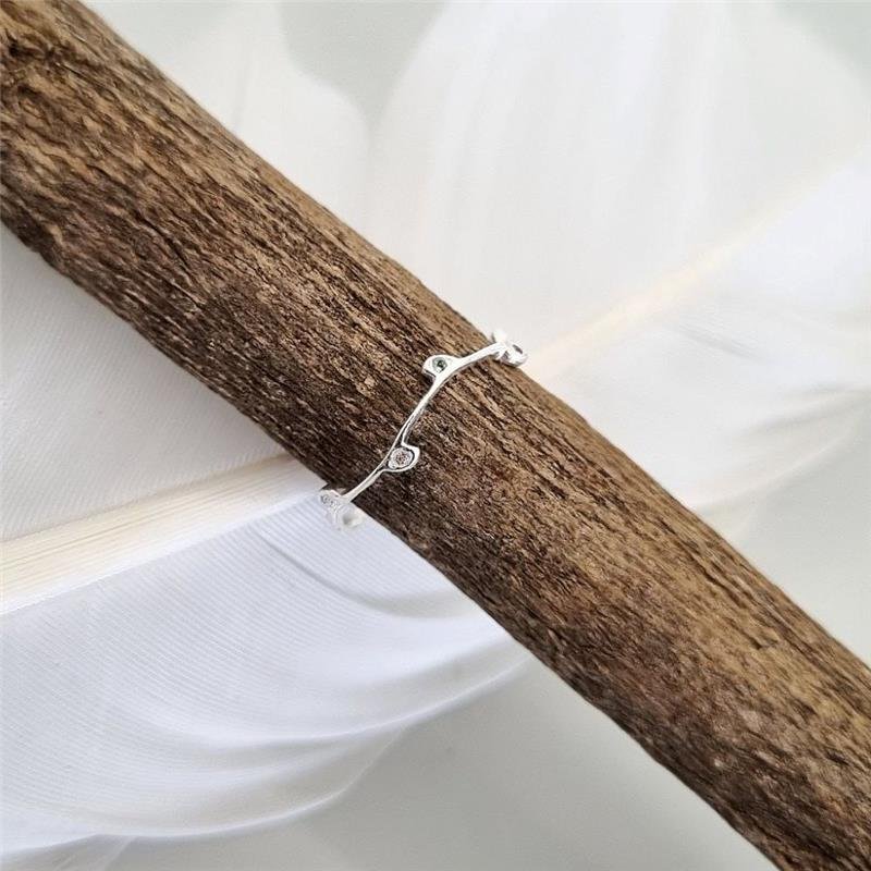 ANEL PRATA 925 ONDULADO FOLHAS PEDRAS COLORIDAS