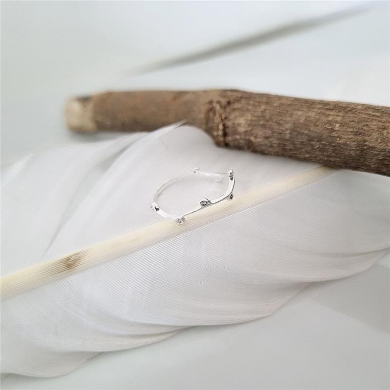 ANEL PRATA 925 ONDULADO FOLHAS PEDRAS COLORIDAS