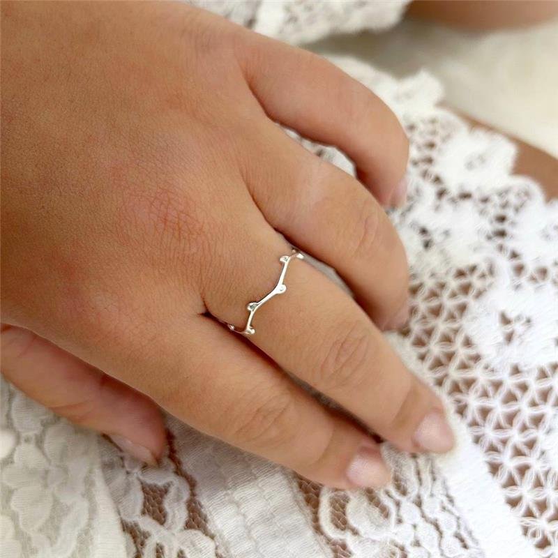 ANEL PRATA 925 ONDULADO RAMOS FOLHAS CRAVEJADO