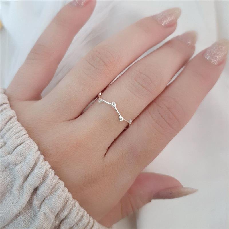 ANEL PRATA 925 ONDULADO RAMOS FOLHAS CRAVEJADO