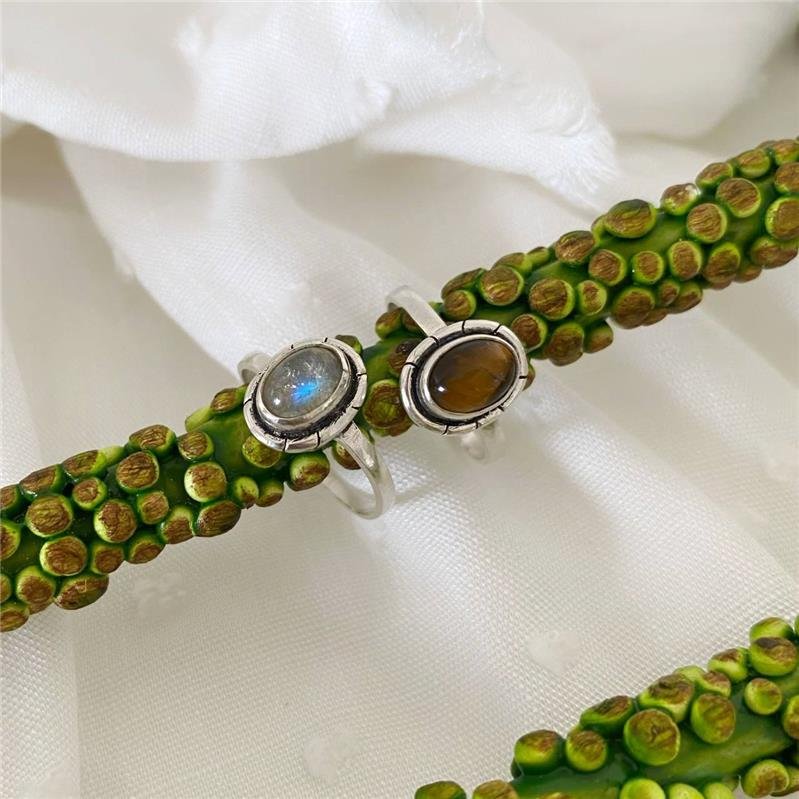 ANEL PRATA 925 OVAL PEDRA NATURAL