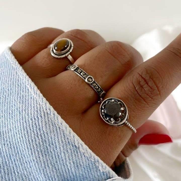 ANEL PRATA 925 OVAL PEDRA NATURAL