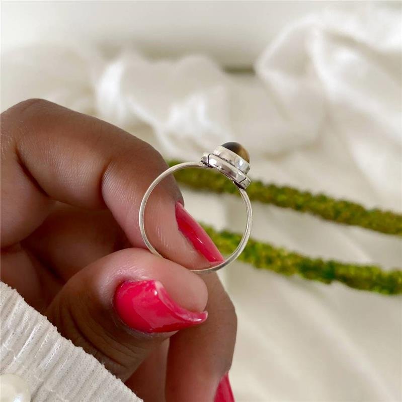 ANEL PRATA 925 OVAL PEDRA NATURAL