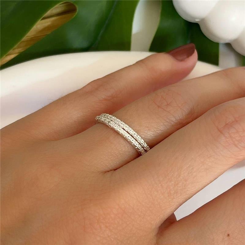 ANEL PRATA 925 PAR APARADOR ALIANÇA CRAVEJADO MICROZIRCÔNIAS