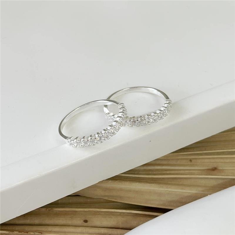 ANEL PRATA 925 PAR APARADOR MICROZIRCÔNIAS CRAVEJADAS