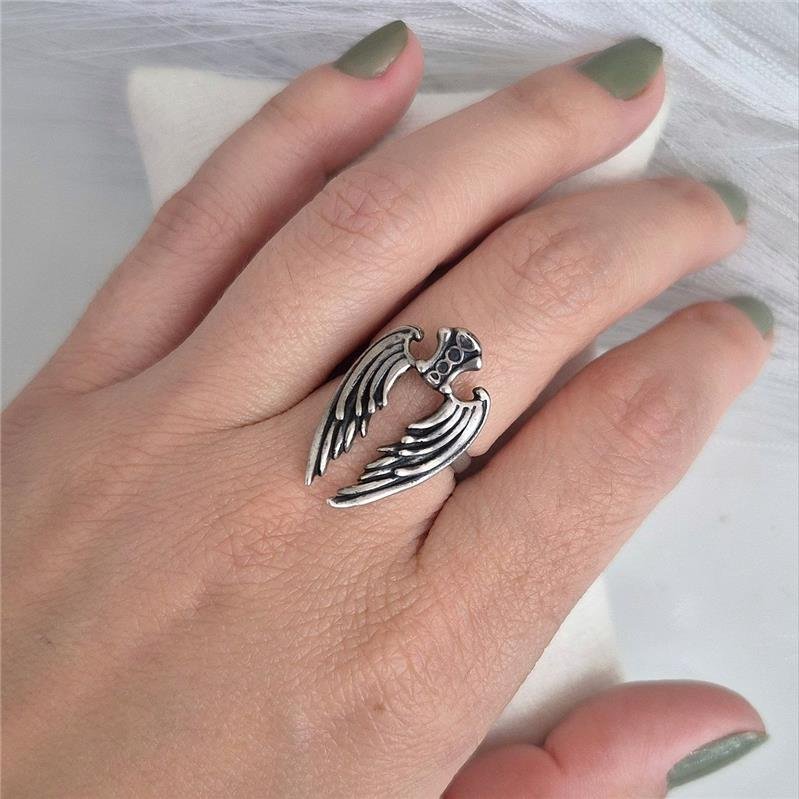 ANEL PRATA 925 PAR DE ASAS TRABALHADA