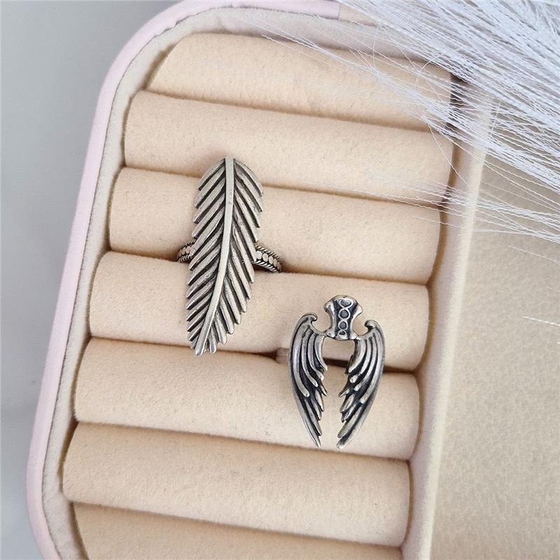 ANEL PRATA 925 PAR DE ASAS TRABALHADA