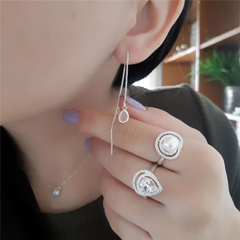 ANEL PRATA 925 PEDRA GOTA E CRAVEJADO ZIRCÔNIA