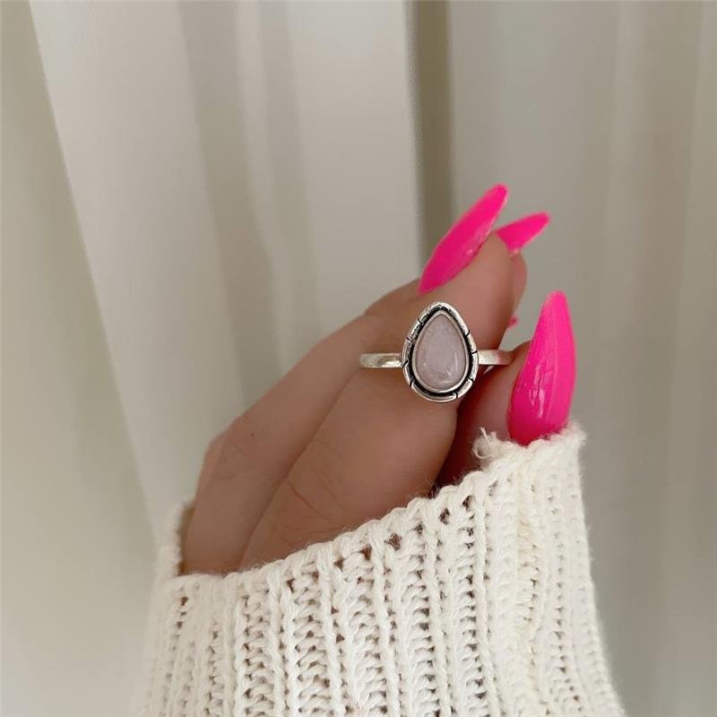 ANEL PRATA 925 PEDRA NATURAL GOTA