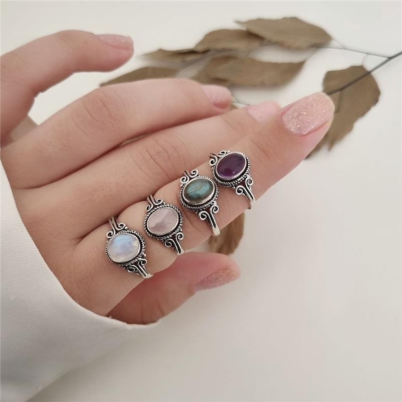 ANEL PRATA 925 PEDRA NATURAL OVAL