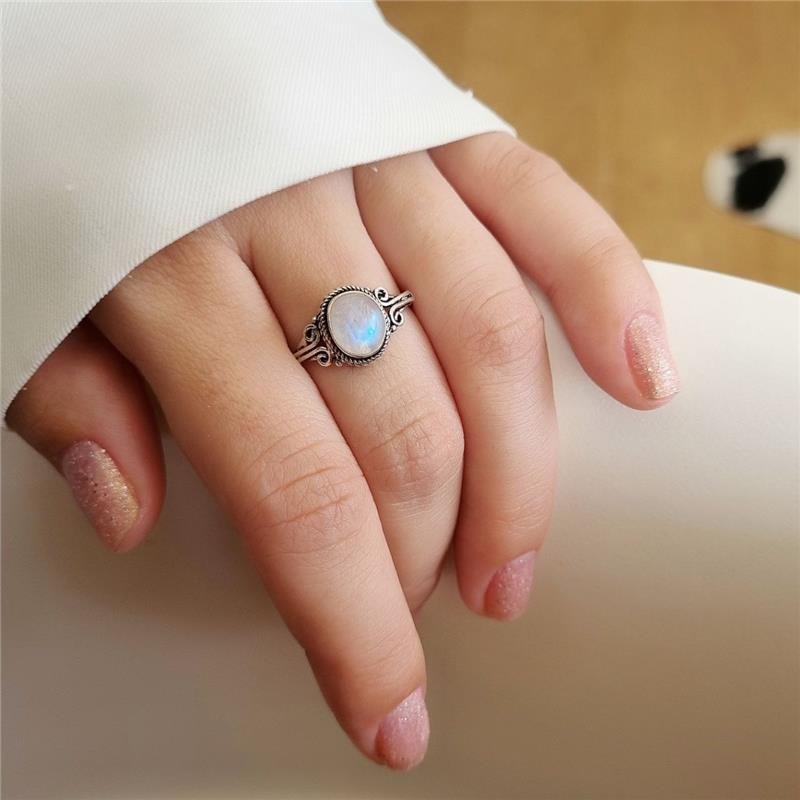 ANEL PRATA 925 PEDRA NATURAL OVAL