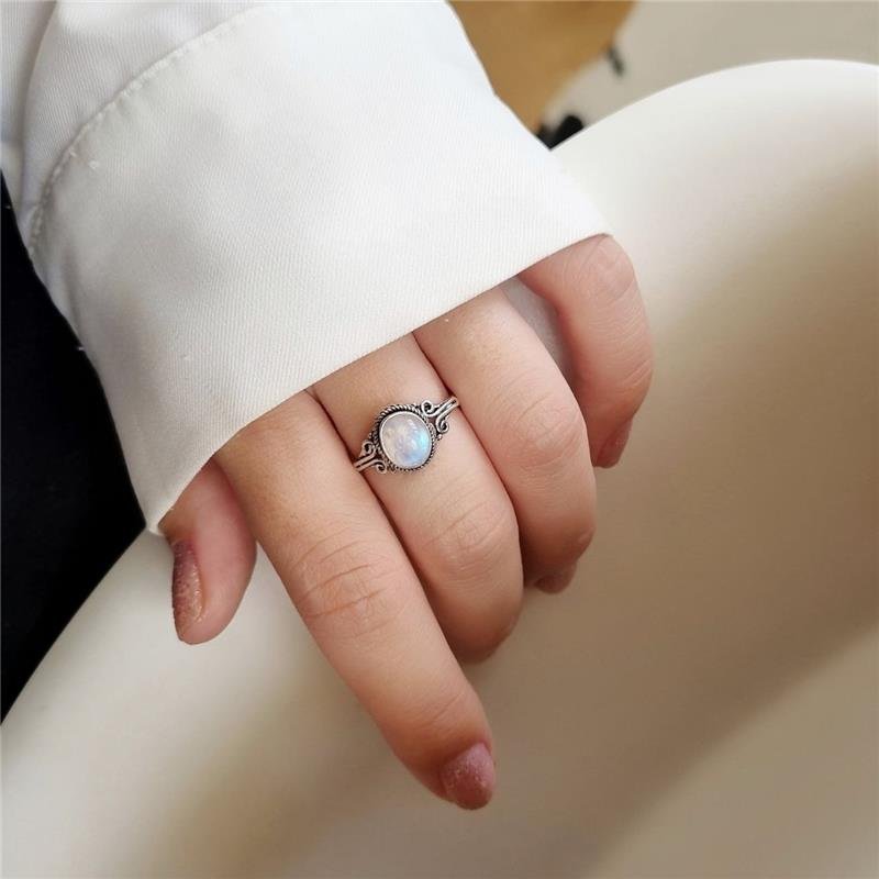 ANEL PRATA 925 PEDRA NATURAL OVAL