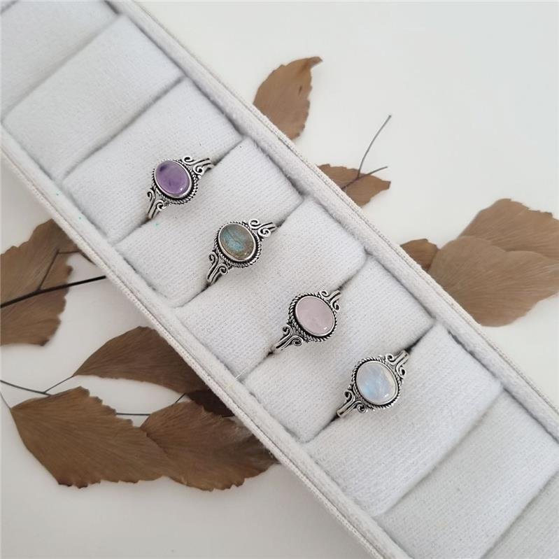 ANEL PRATA 925 PEDRA NATURAL OVAL