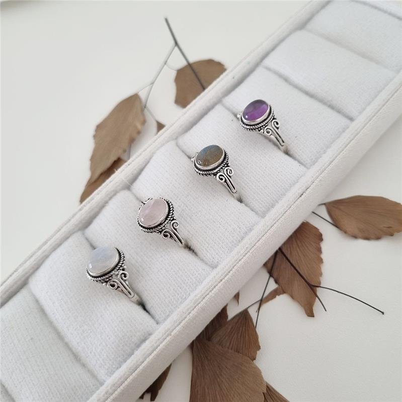 ANEL PRATA 925 PEDRA NATURAL OVAL