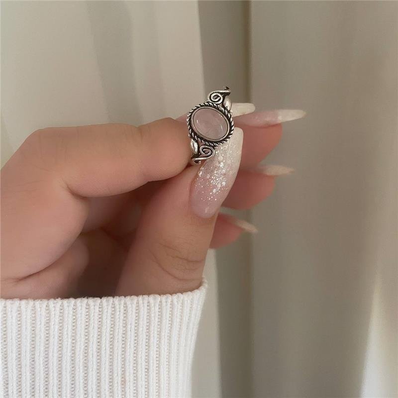 ANEL PRATA 925 PEDRA NATURAL OVAL TRABALHADO