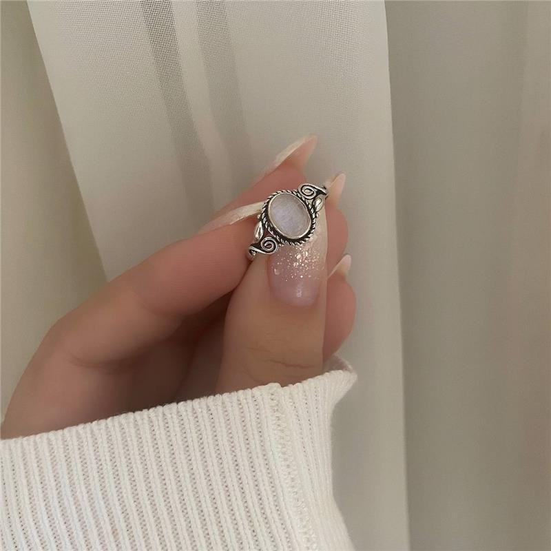 ANEL PRATA 925 PEDRA NATURAL OVAL TRABALHADO