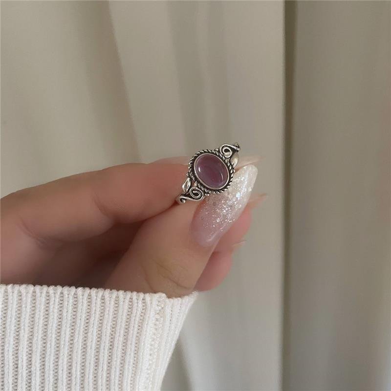 ANEL PRATA 925 PEDRA NATURAL OVAL TRABALHADO