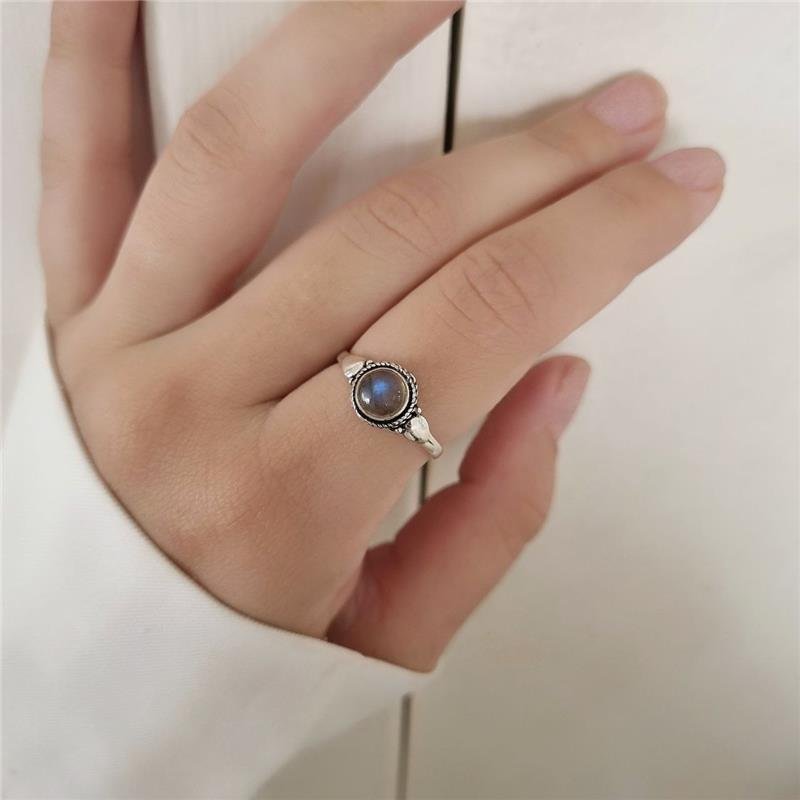 ANEL PRATA 925 PEDRA NATURAL REDONDA