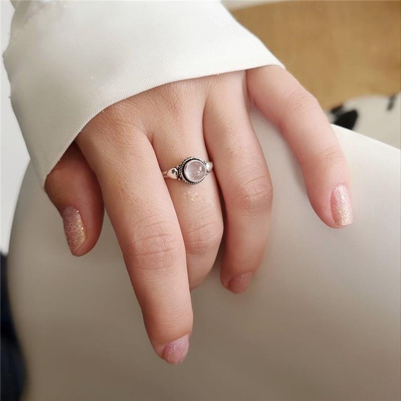 ANEL PRATA 925 PEDRA NATURAL REDONDA