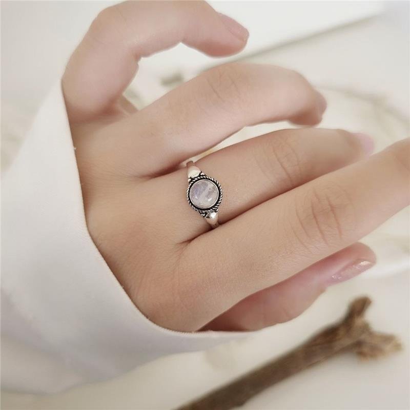 ANEL PRATA 925 PEDRA NATURAL REDONDA