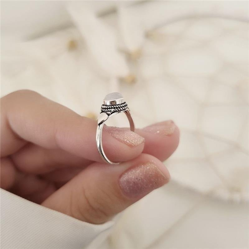 ANEL PRATA 925 PEDRA NATURAL REDONDA