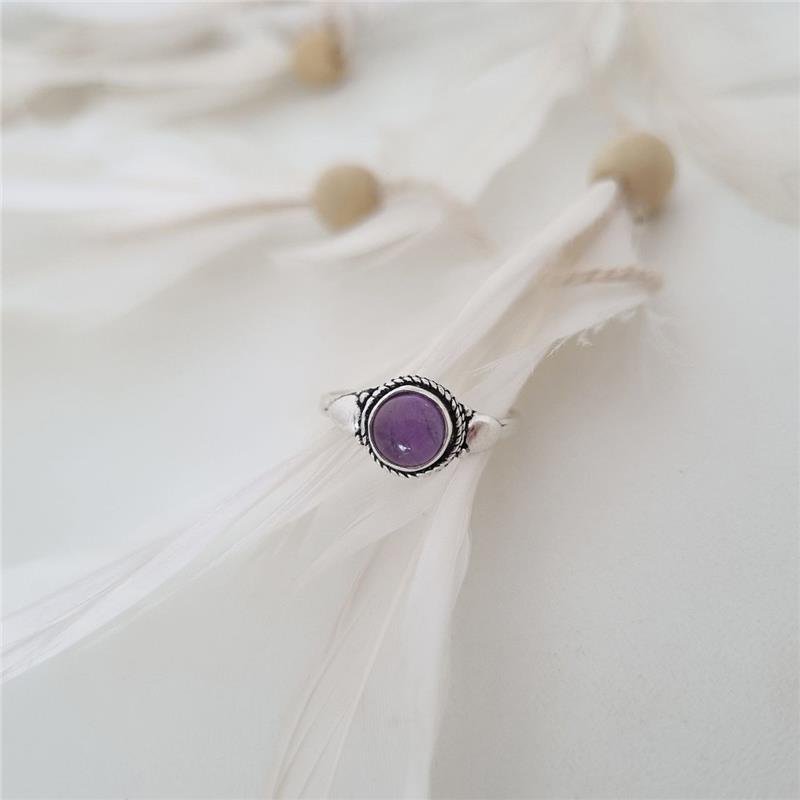 ANEL PRATA 925 PEDRA NATURAL REDONDA