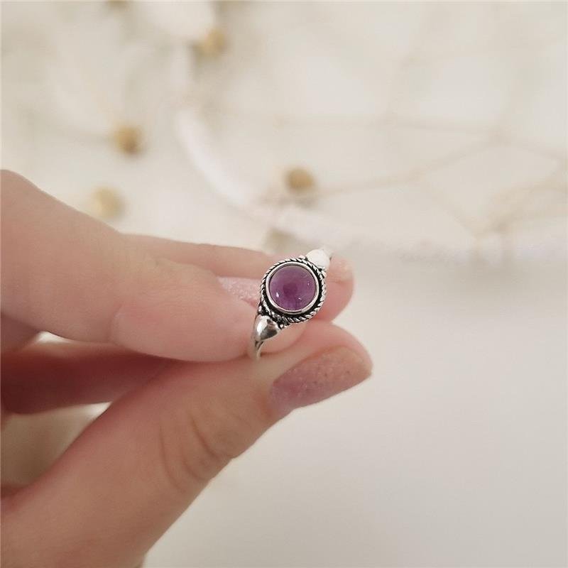 ANEL PRATA 925 PEDRA NATURAL REDONDA